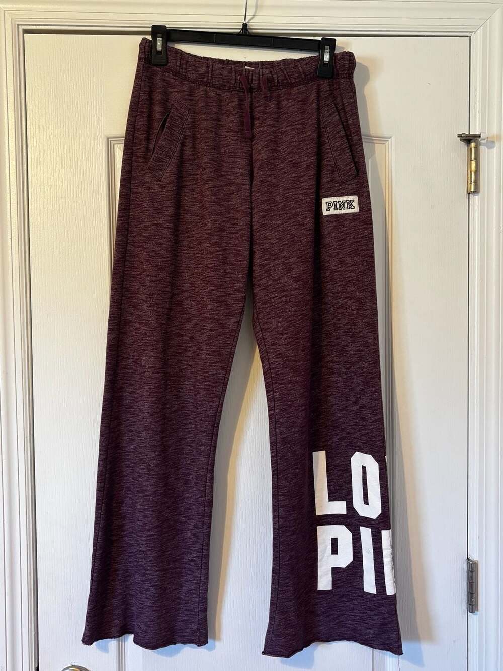 Victoria's Secret PINK Wide Leg Heathered Burgundy Sweatpants Size XS